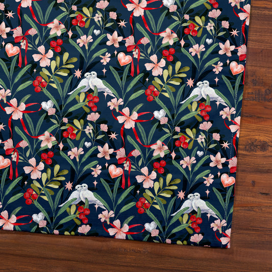 Love Doves Floral Tea Towel