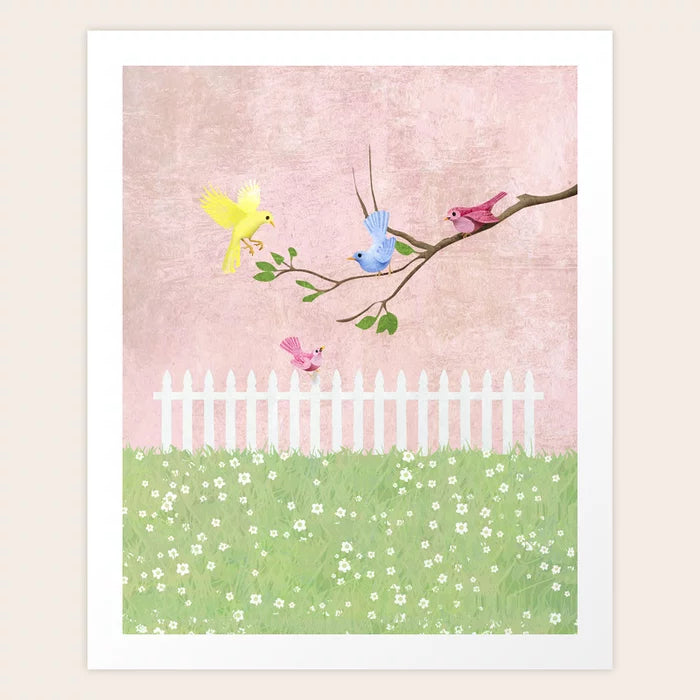 Beautiful Birds in the Garden Art Print