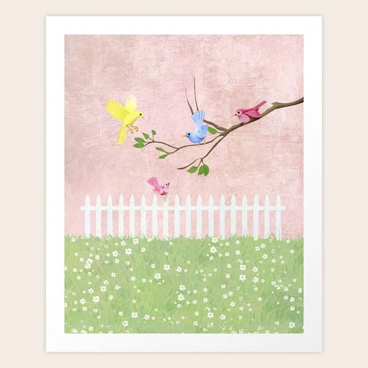 Beautiful Birds in the Garden Art Print