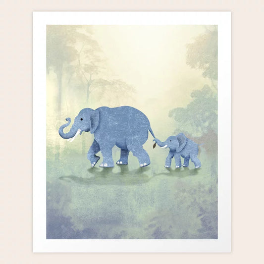 Elephants in the Jungle Art Print