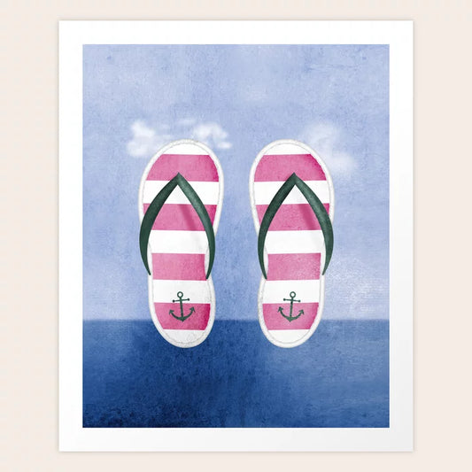 Flip Flops Pink Nautical Art Print