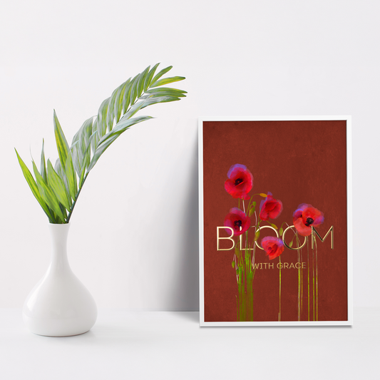 Bloom with Grace Gold Foil Poppy Artwork