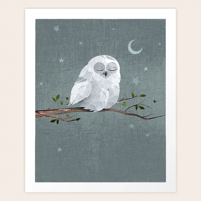 Sleepy Owl Art Print