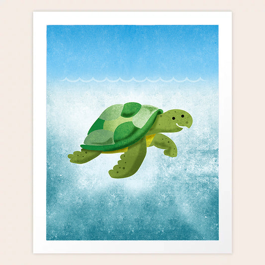 Turtle Under the Sea Art Print