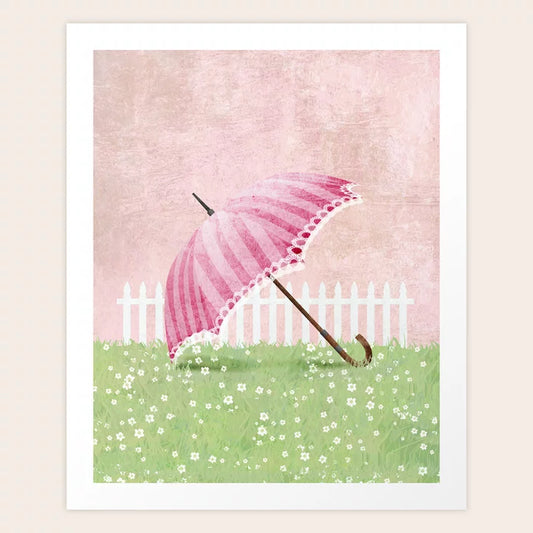 Parasol Umbrella in the Garden Art Print